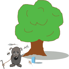 dog under tree!